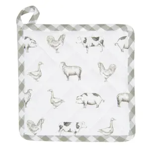 Produkt Bavlněná podložka pod hrnec Country Life Animals bílo-zelená - 20*20 cm Clayre & Eef