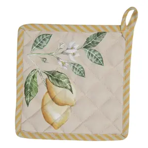 Produkt Bavlněná podložka pod hrnec s motivem citrónů Lemons & Leafs - 20*20 cm Clayre & Eef