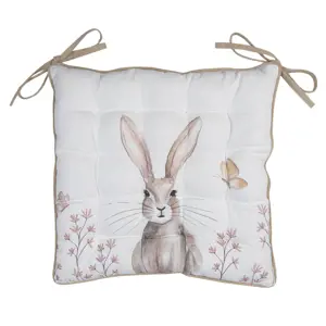 Produkt Bavlněný podsedák s výplní s motivem králíka Rustic Easter Bunny - 40*40 cm Clayre & Eef