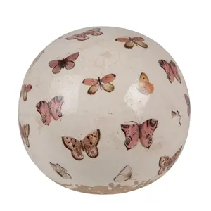 Produkt Béžová antik dekorace koule s motýlky Butterfly Paradise L - Ø 12*12 cm Clayre & Eef