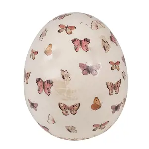 Produkt Béžová antik dekorace vejce s motýlky Butterfly Paradise L - Ø 14*16 cm Clayre & Eef