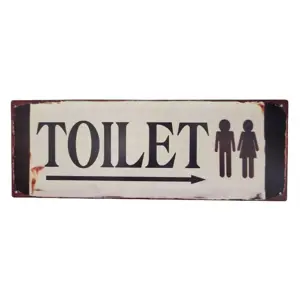 Béžová antik nástěnná kovová cedule Toilet - 36*13cm Ostatní