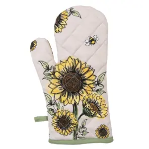 Produkt Béžová bavlněná chňapka - rukavice se slunečnicemi Sunny Sunflowers - 18*30 cm Clayre & Eef