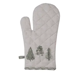 Produkt Béžová bavlněná chňapka - rukavice se stromky Natural Pine Trees - 18*30 cm Clayre & Eef