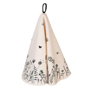 Produkt Béžová bavlněná kulatá utěrka s květinami Flora And Fauna - Ø 80 cm Clayre & Eef