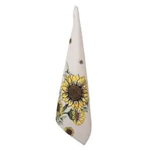 Produkt Béžová bavlněná utěrka se slunečnicemi Sunny Sunflowers - 50*70cm Clayre & Eef