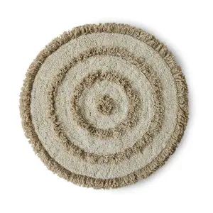 Béžová kulatá bavlněná koupelnová předložka Bath mat - Ø 80 cm HKLIVING