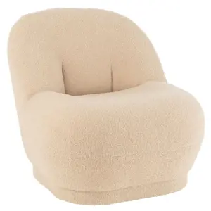 Produkt Béžová kulatá stolička/ křesílko s opěrkou Teddy Bouclé Beige - 78*88*72 cm J-Line by Jolipa