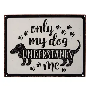 Produkt Béžová nástěnná kovová cedule My dog Understands me - 33*25 cm Clayre & Eef