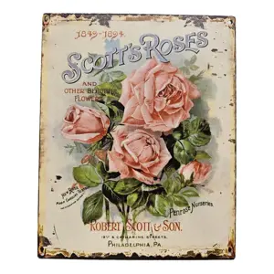 Produkt Béžová nástěnná kovová cedule s růžemi Scotts Roses - 20*25 cm Ostatní