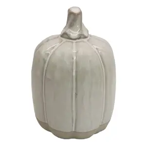 Béžová porcelánová dekorace dýně Pumpkin L - Ø 11*15 cm Clayre & Eef