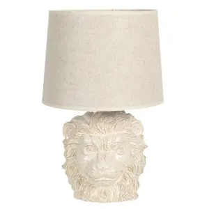 Produkt Béžová stolní lampa s hlavou lva - Ø 30*49 cm E27/max 1*60W Clayre & Eef