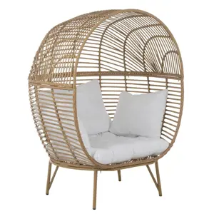 Béžové ratanové zahradní křeslo Lounge Beige Oval  - 115*110*148 cm J-Line by Jolipa