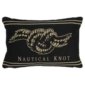 Béžovo-černý gobelínový polštář s uzlem Nautical knot - 45*15*30cm Mars & More