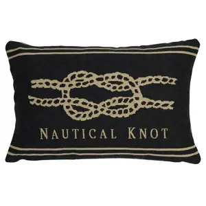 Béžovo-černý gobelínový polštář s uzlem Nautical knot I - 45*15*30cm Mars & More