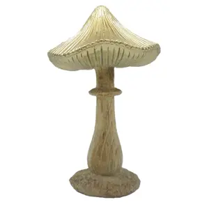 Béžovo-hnědá dekorace houba Mushroom - 11*9*15 cm Clayre & Eef