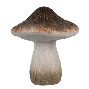 Béžovo-hnědá keramická dekorace houba Mushroom - Ø 11*12 cm Clayre & Eef