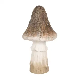 Béžovo-hnědá keramická dekorace houba Mushroom - Ø 12*22 cm Clayre & Eef