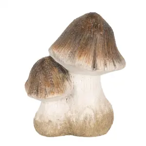 Béžovo-hnědá keramická dekorace houby Mushroom - 10*7*12 cm Clayre & Eef