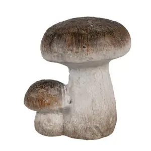 Béžovo-hnědá keramická dekorace houby Mushroom - 6*5*7 cm Clayre & Eef