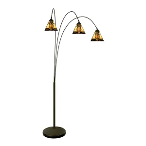 Produkt Béžovo-hnědá stojací lampa Tiffany Silvia - 91*50*200 cm E27/max 3*60W Clayre & Eef