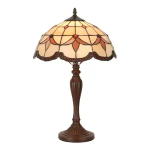 Produkt Béžovo-hnědá stolní lampa Tiffany Tralle - Ø 35*53 cm E14/max 2*40W Clayre & Eef