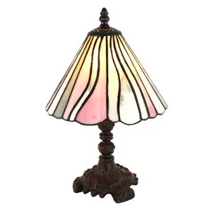 Produkt Béžovo-růžová stolní lampa Tiffany Tasia - Ø 20*34 cm E14/max 1*25W Clayre & Eef