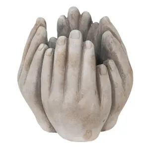 Produkt Béžovo-šedý cementový květináč přiložených rukou Hania L - 19*18*22 cm Clayre & Eef