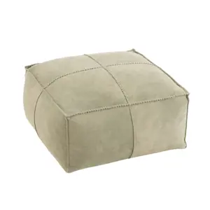 Produkt Béžovo-zelený kožený puf / sedák Pouf cross low - 50*50*25cm J-Line by Jolipa