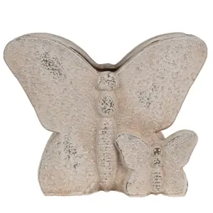 Produkt Béžový antik cementový květináč motýl Butterfly - 24*10*19 cm Clayre & Eef