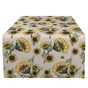 Produkt Béžový bavlněný běhoun se slunečnicemi Sunny Sunflowers - 50*140 cm Clayre & Eef