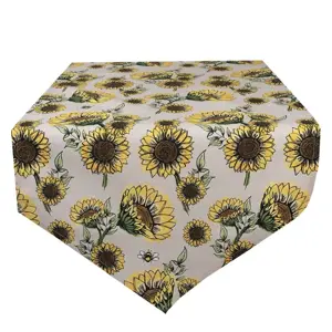 Produkt Béžový bavlněný běhoun se slunečnicemi Sunny Sunflowers - 50*160 cm Clayre & Eef