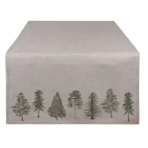 Produkt Béžový bavlněný běhoun se stromky Natural Pine Trees - 50*140 cm Clayre & Eef