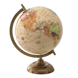 Produkt Béžový dekorativní glóbus na dřevěném podstavci Globe - 22*22*33 cm Clayre & Eef