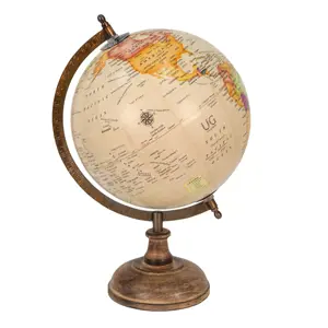 Produkt Béžový dekorativní glóbus na dřevěném podstavci Globe  - 22*22*37 cm Clayre & Eef