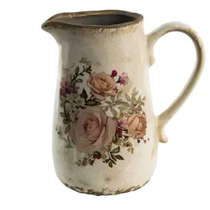 Produkt Béžový keramický dekorační džbán s růžemi Rosien - 16*11*18 cm Clayre & Eef