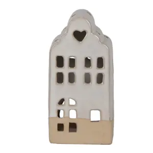 Produkt Béžový keramický domek svícen na čajovou svíčku House S - 7*6*14 cm Clayre & Eef