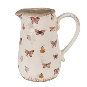 Produkt Béžový keramický džbán s motýlky Butterfly Paradise M - 16*12*18 cm Clayre & Eef