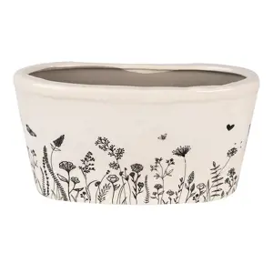 Produkt Béžový oválný obal na květináč s lučními květy Flora And Fauna L - 27*13*14 cm Clayre & Eef