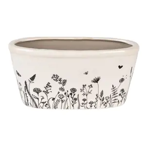 Produkt Béžový oválný obal na květináč s lučními květy Flora And Fauna M - 23*11*11 cm Clayre & Eef