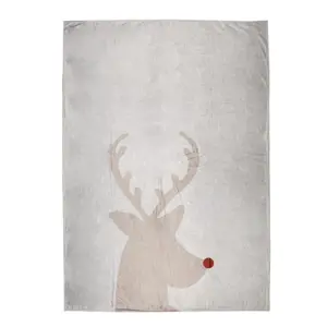 Produkt Béžový plyšový pléd s jelenem Deer - 130*170 cm Clayre & Eef