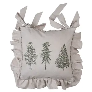 Produkt Béžový povlak na podsedák s volánky se stromky Natural Pine Trees - 40*40 cm Clayre & Eef