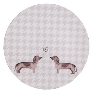 Produkt Béžový servírovací talíř s jezevčíky Dachshund Love - Ø 33*1 cm Clayre & Eef