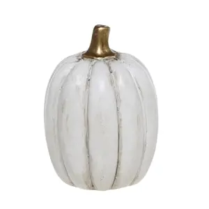 Bílá antik dekorace dýně Pumpkin gold - Ø 5*7 cm  Chic Antique