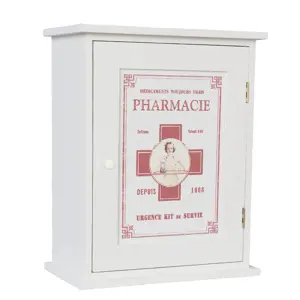 Bílá antik dřevěná lékárnička Pharmacie - 24*30*13 Clayre & Eef