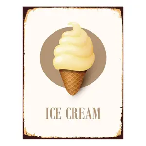 Produkt Bílá antik nástěnná kovová cedule Ice Cream - 25*1*33 cm Clayre & Eef