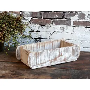 Bílá dřevěná retro bedýnka Brick old white - 30*15*10 cm Chic Antique