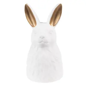 Bílá keramická dekorace socha králíka - 11*11*21 cm Clayre & Eef