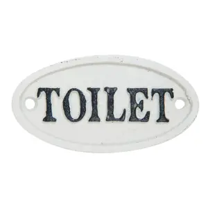 Bílá litinová cedulka Toilet - 10*5 cm Clayre & Eef