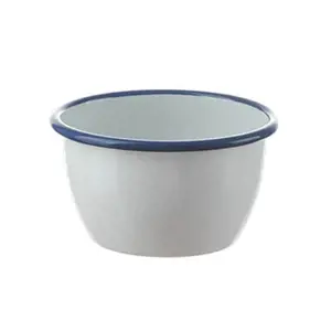 Bílá smaltovaná salátová miska s modrou linkou White blue - Ø 13,5*7,5cm  Münder Email